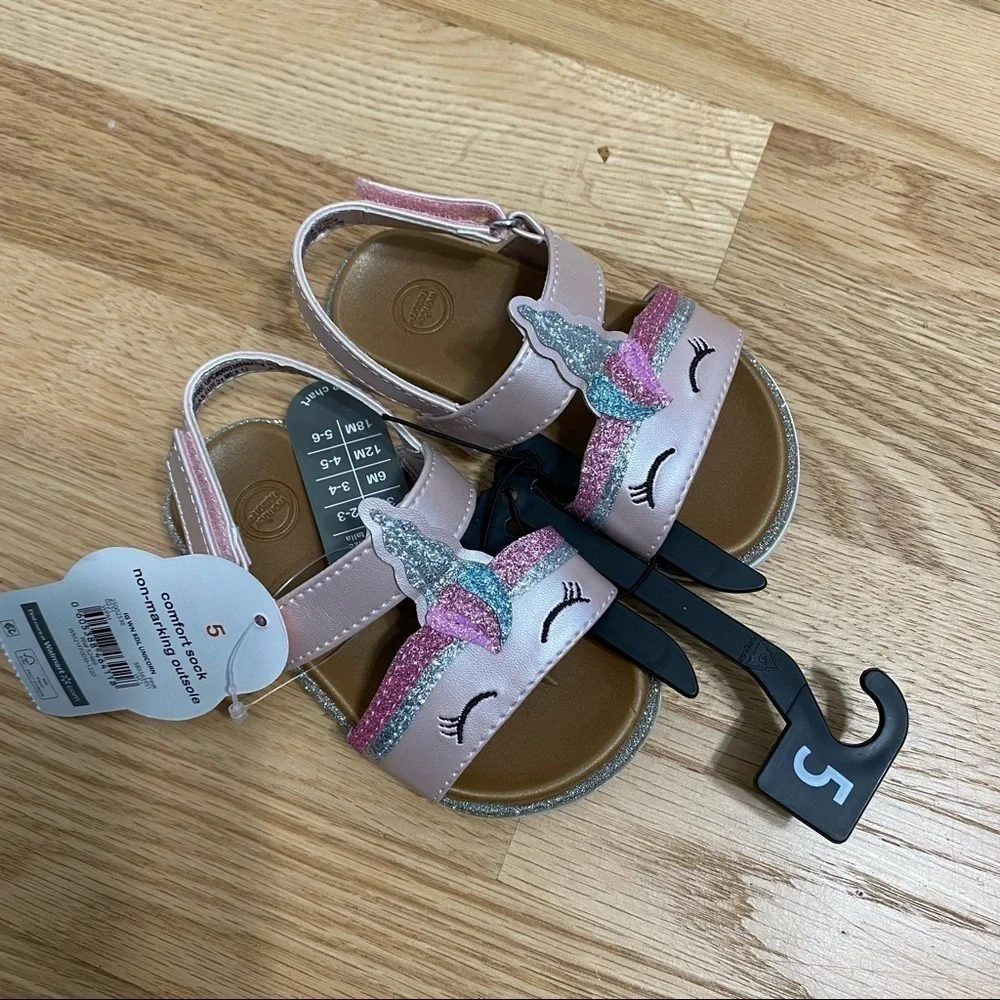 Wonder Nation Unicorn Sandals NWT Sz 5 Baby Girl Pink